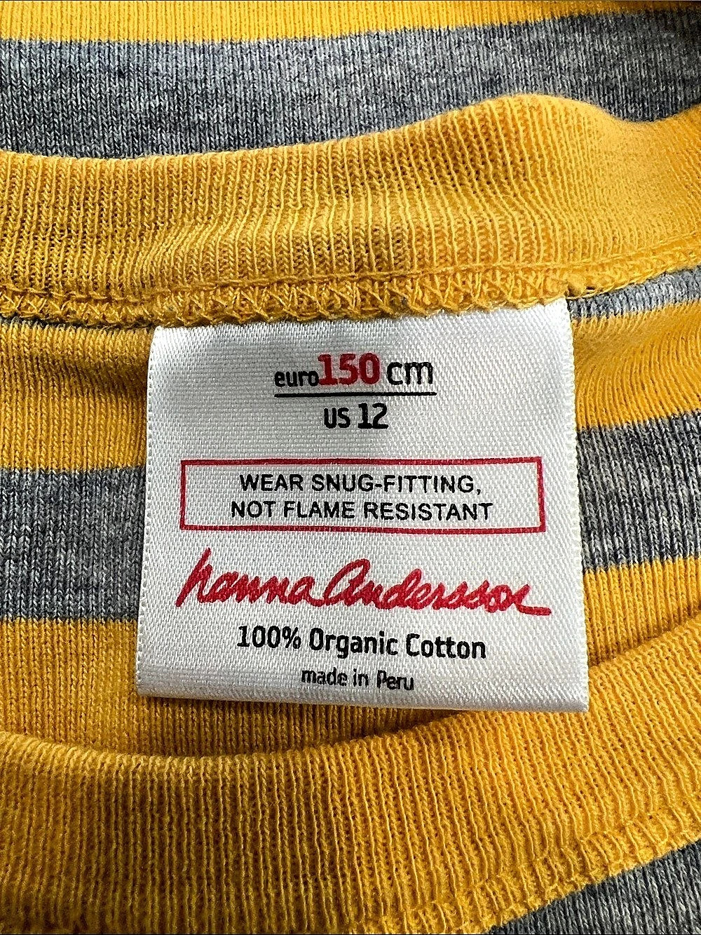 Hanna Andersson Long Sleeve Stripe Tee Yellow & Gray Girls Size 12 Casual - Picture 3 of 10